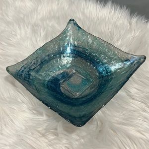 Brand new blue glass decorative dish